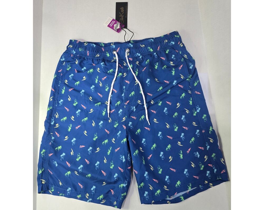NWT Men's Blue Tropical Surf Swim Trunks Board Shorts Large Quick Dry